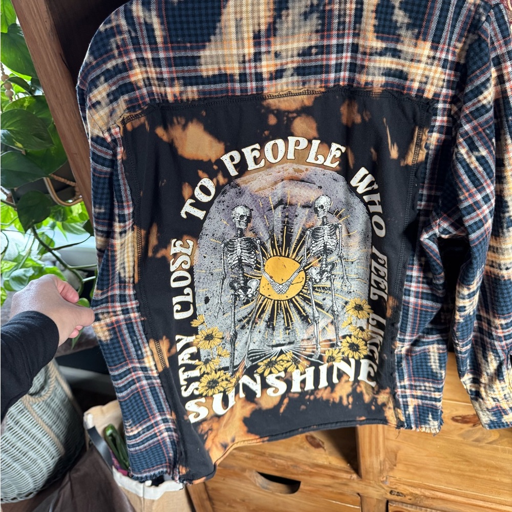 LaLa Land Plaid & tie dye button down shirt